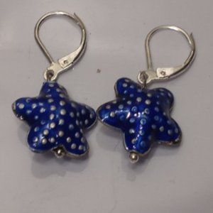 CUSTOM-Vintage Blue Starfish These Starfish C 1985 Earrings Made By London